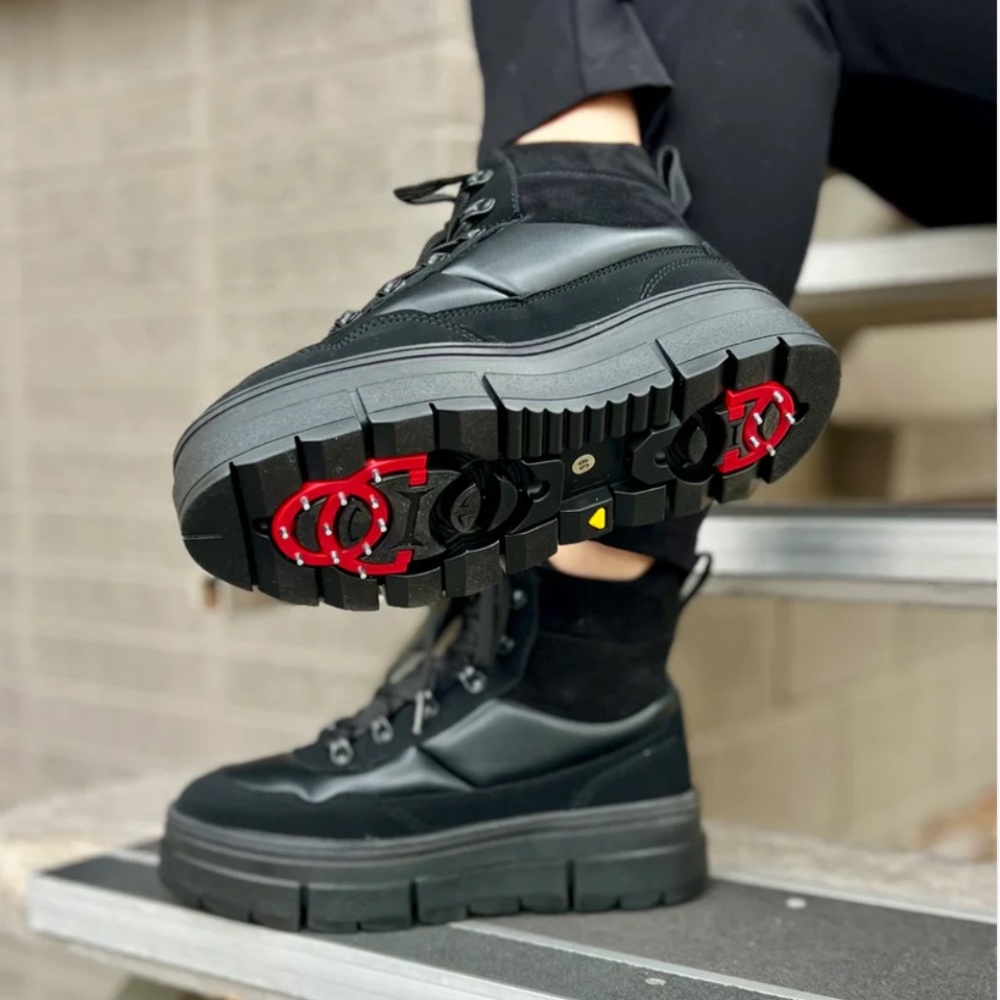 Pajar Harper Mid Lea Ice Grip Winter Boot in Black